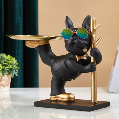 Decorative Tray with Dog Figure