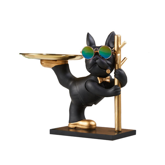 Decorative Tray with Dog Figure